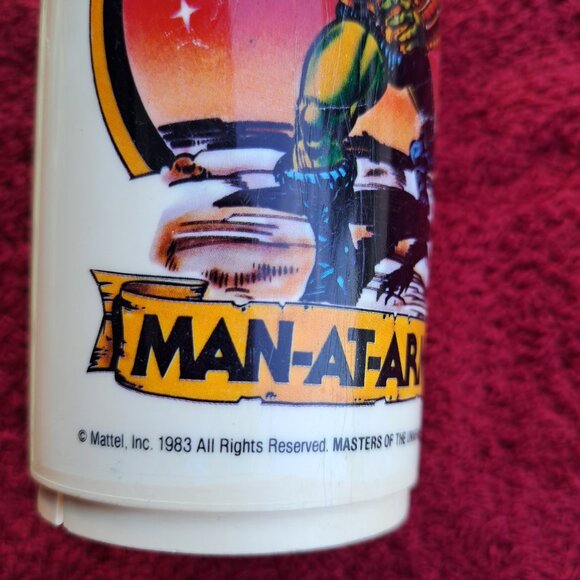 Vtg 1983 Mattel Masters of the Universe Man-at-Arms&Beast Man Plastic Deka Cup - Picture 4 of 12